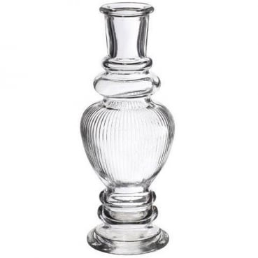 Großer Glas Kerzenständer, Vase, gestreift, klar, 16 cm