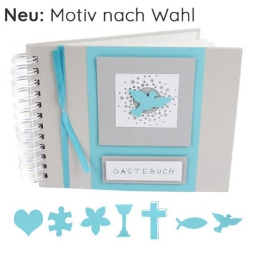 Gästebuch, Fotoalbum in Mintblau/Grau mit 7 Motiven zur Auswahl