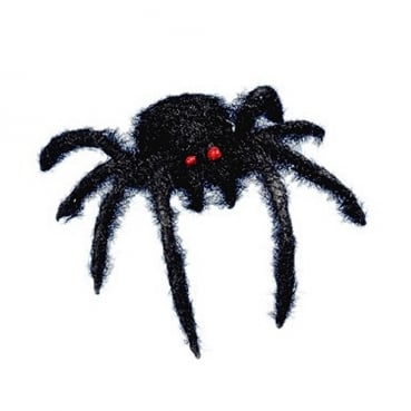 Halloween Deko Spinne mit Haaren in Schwarz/Rot, 60 mm