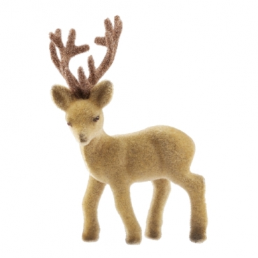 Deko Hirsch in Braun beflockt, 15 cm
