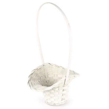 Hochzeit Blumenkörbchen Max, für Blumenkinder, aus Bambus in Creme-Weiß, 19,5 cm