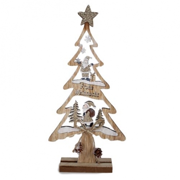 Holz Baum -Frohe Weihnachten- mit Nikolaus, 30 cm