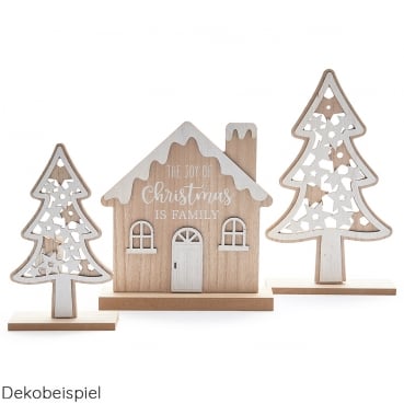 Holz Haus Weihnachten, -Joy of Christmas- in Hellbraun/Weiß, 22 cm Dekobeispiel mit dem Holz Haus Weihnachten, -Joy of Christmas- in Hellbraun/Weiß, 22 cm.