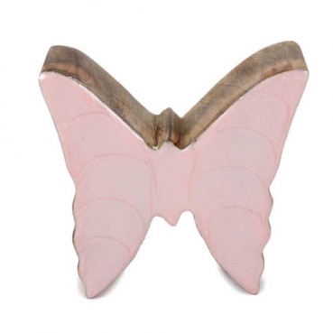 Kleiner Schmetterling aus Mangoholz, Glanz in Hellrosa, 80 mm