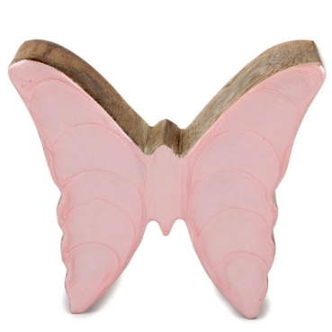 Schmetterling aus Mangoholz, Glanz in Hellrosa, 10,5 cm