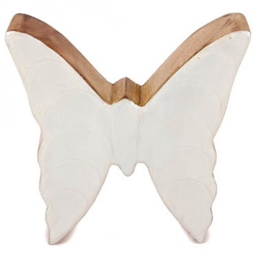 Schmetterling aus Mangoholz, Glanz in Weiß, 10,5 cm