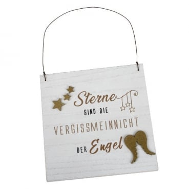 Holz Dekoschild -Sterne...Vergissmeinnicht der Engel- zum Aufhängen, 20 cm