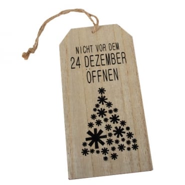 Großer Holz Geschenkanhänger -Nicht vor dem 24. Dezember öffnen-, 16 x 8 cm