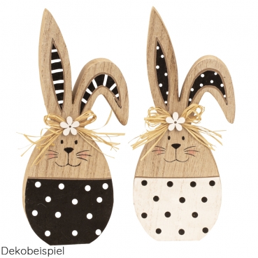 Holz Osterhase in Schwarz/Weiß, 18 cm Holz Osterhasen in Weiß/Schwarz, 18 cm