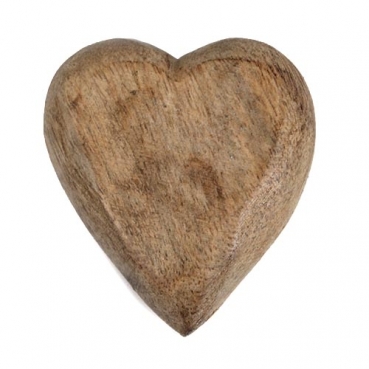 Holz Herz geschnitzt in Hellbraun, 50 mm