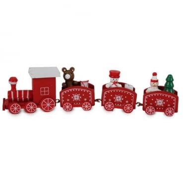 Holz Weihnachtsdeko Lokomotive in Rot, 20 cm