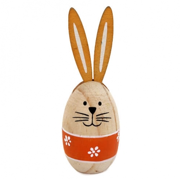 Holz Osterei Hase in Hellbraun/Orange, 12 cm