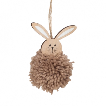 Deko Osterhase zum Aufhängen mit Plüsch in Braun, 11 cm