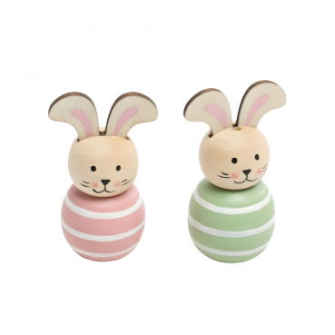 2 kleine Osterhasen in Rosa und Hellgrün, 70 mm