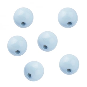12 Holz Perlen in Hellblau, 15 mm, zum Basteln