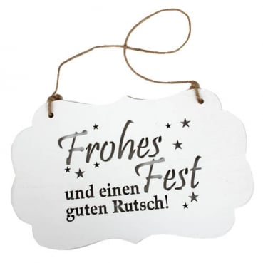 Holz Dekoschild, Türschild Weihnachten -Frohes Fest- zum Aufhängen, 30 cm