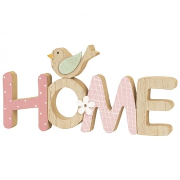 Holz Aufsteller Schriftzug -Home- in Rosa, 23 cm