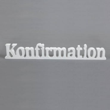 Holz Aufsteller Schriftzug Konfirmation in Weiß, 40 cm