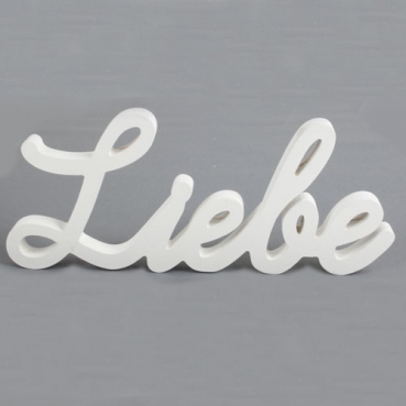 Holz Aufsteller Hochzeit Schriftzug Liebe in Weiß, 33 cm