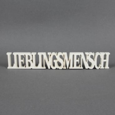 Holz Schriftzug Lieblingsmensch in Weiß, 21 cm, für Geldgeschenke