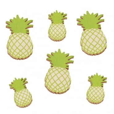 6 Holz Streuteile Ananas, 35 - 50 mm