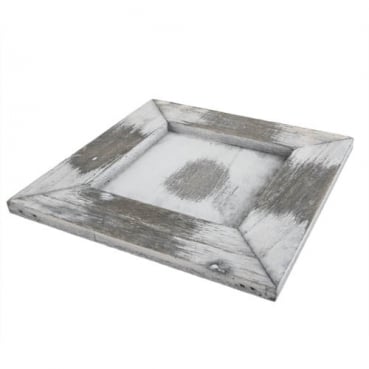 Holztablett, Gesteckunterlage, quadratisch in Grau-Weiß, 15 cm