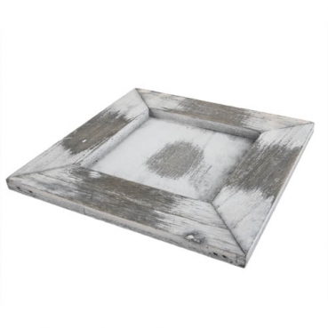 Holztablett, Gesteckunterlage, quadratisch in Grau-Weiß, 15 cm
