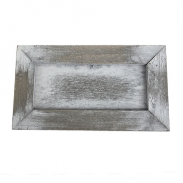 Holztablett, Gesteckunterlage, rechteckig in Grau-Weiß, 22,5 cm