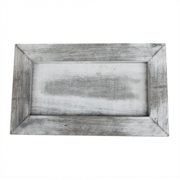 Holztablett, Gesteckunterlage, rechteckig in Grau-Weiß, 24,7 cm
