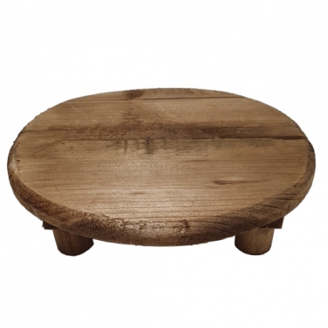 Holztablett Rustikal, rund, auf Standfüßen, 24,7 cm