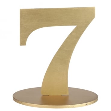 Holz Zahl 7 in Gold zum Aufstellen, 16 cm