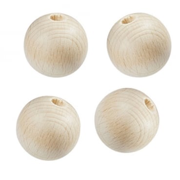 4 Holz Perlen in Hellbraun matt, 25 mm, zum Basteln