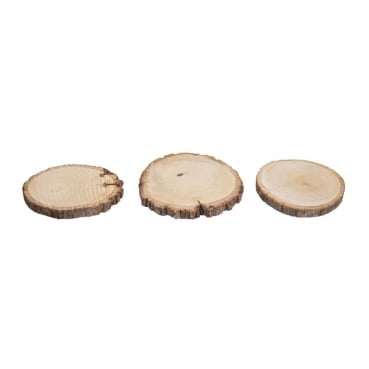 3 Holzscheiben, Kerzenteller, Untersetzer, 9 - 13 cm