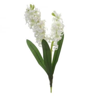 Kunstblume Hyazinthe mit 2 Blüten in Weiß, 35 cm