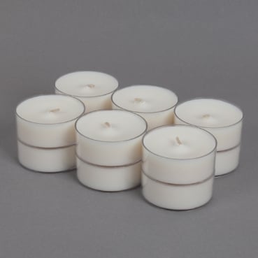 12er Pack Jumbo Teelichter in Weiß mit Hülle transparent, 7 h Brenndauer