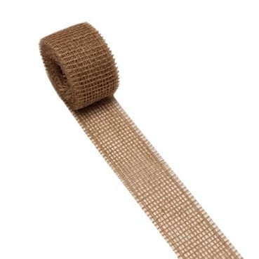 5 Meter Jute Tischband schmal, grobmaschig, natur, 50 mm