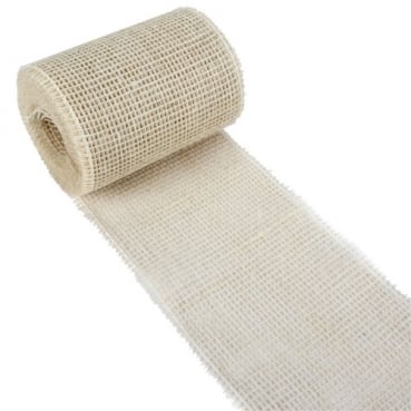 10 Meter Jute Tischband, schmal, grobmaschig in Creme, 15 cm