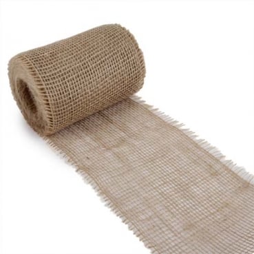 10 Meter Jute Tischband, schmal, grobmaschig, natur, 15 cm