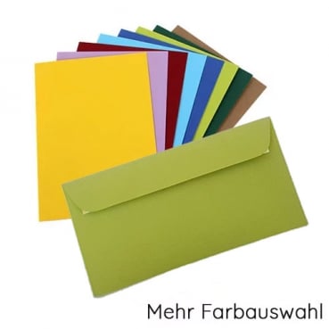 DIN lang C6/5 Kuvert, Briefumschlag in 25 Farben, Artoz Qualitätspapier 100gm2