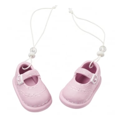 Keramik Baby Schuhe mit Schnur, Taufe in Rosa, 53 mm
