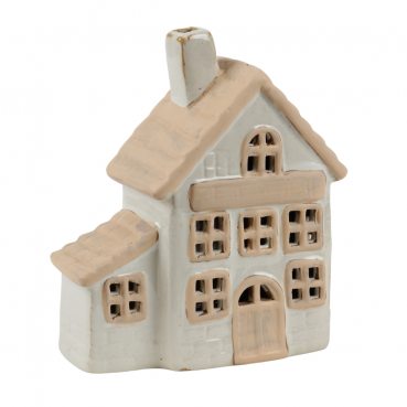 Keramik Haus mit LED Beleuchtung, 14 cm.
