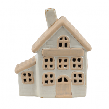 Keramik Haus mit LED Beleuchtung, 14 cm