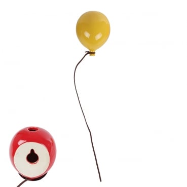 Keramik Luftballon Vase zum Aufhängen in Gelb, 10 cm
