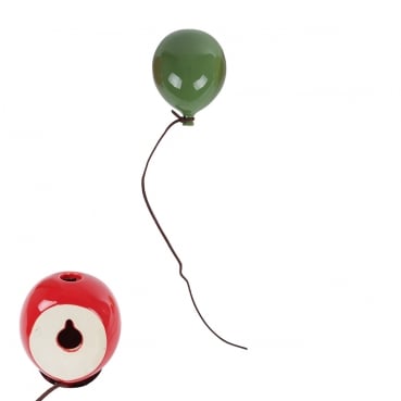 Keramik Luftballon Vase zum Aufhängen in Grün, 10 cm