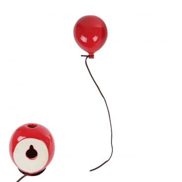 Keramik Luftballon Vase zum Aufhängen in Rot, 10 cm