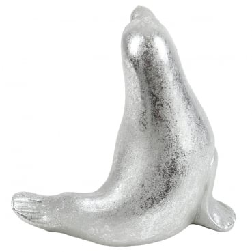 Dekofigur Seehund in Silber, 12,5 cm Dekofigur Seehund in Silber, 12,5 cm, Rückseite.