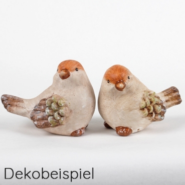 Keramik Vogel in Beige/Braun, Nr. 2, 90 mm Keramik Vögel in Beige/Braun.