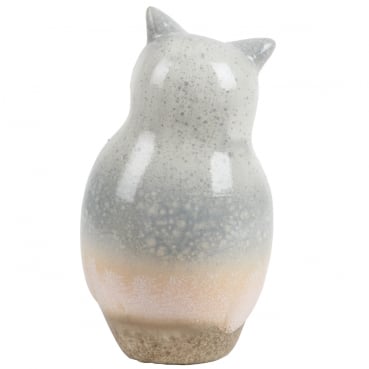 Rückseite von der Dekofigur Keramik Eule, 16 cm.