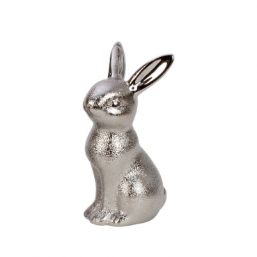 Keramik Hase in Silber, Nr. 2, 14 cm