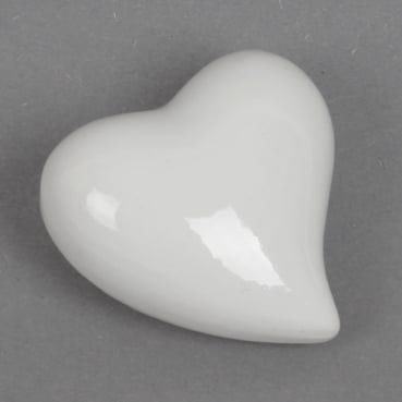Deko Keramik Herz in Weiß, 50 mm